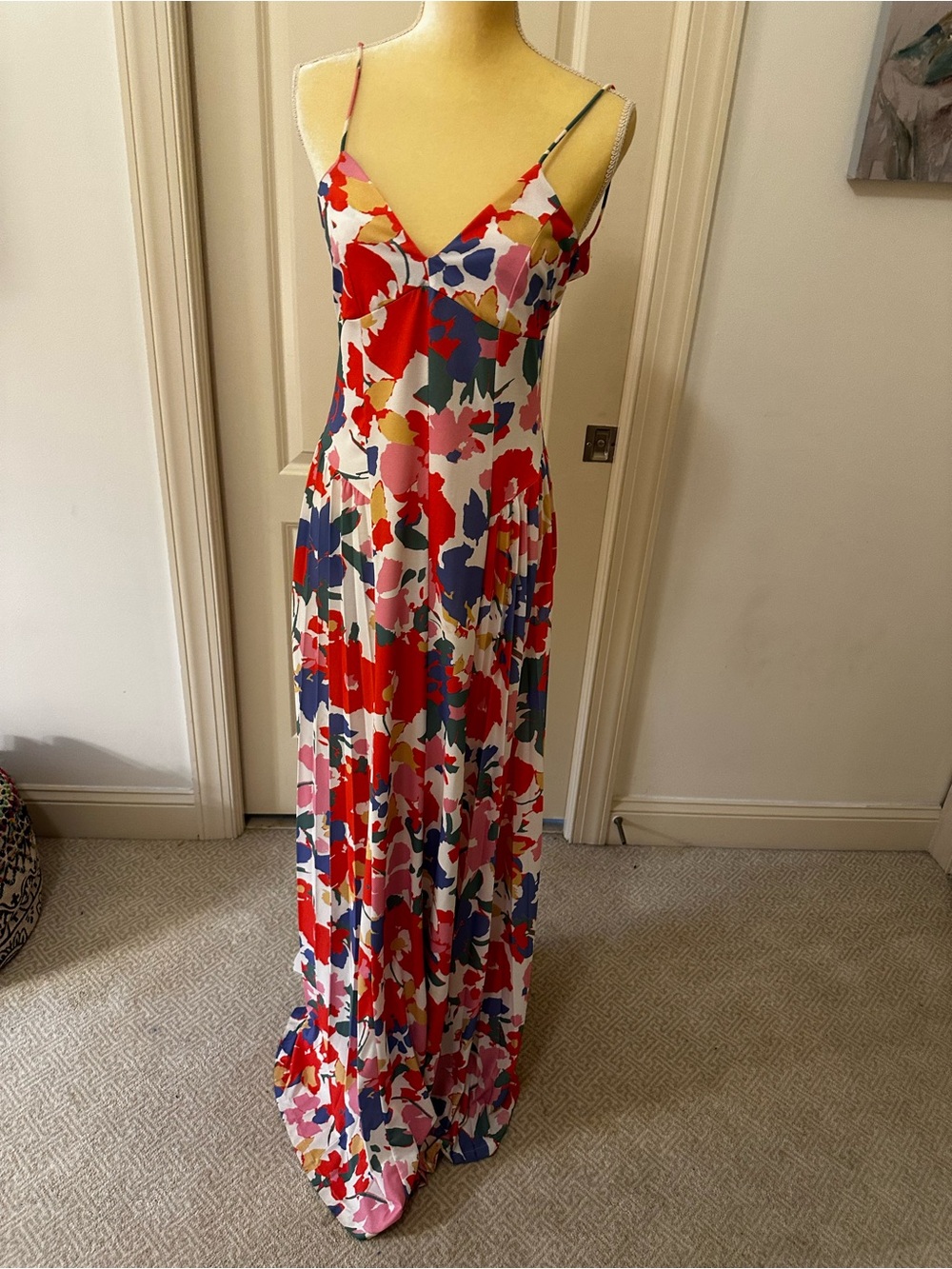 ASOS Floral Multicolor Slip Maxi Dress & Tall coral periwinkle white stretch